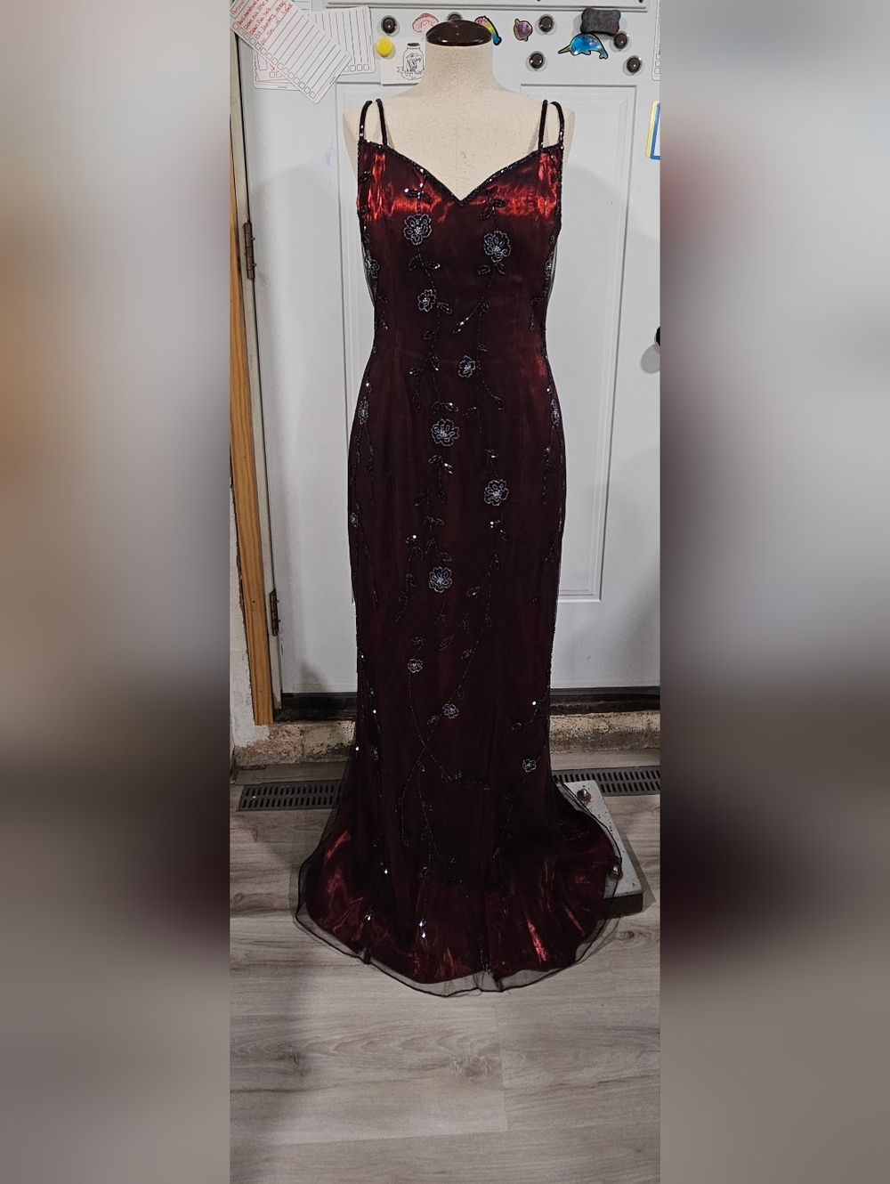 VINTAGE Alyce Designs Beaded Red And Black Gown